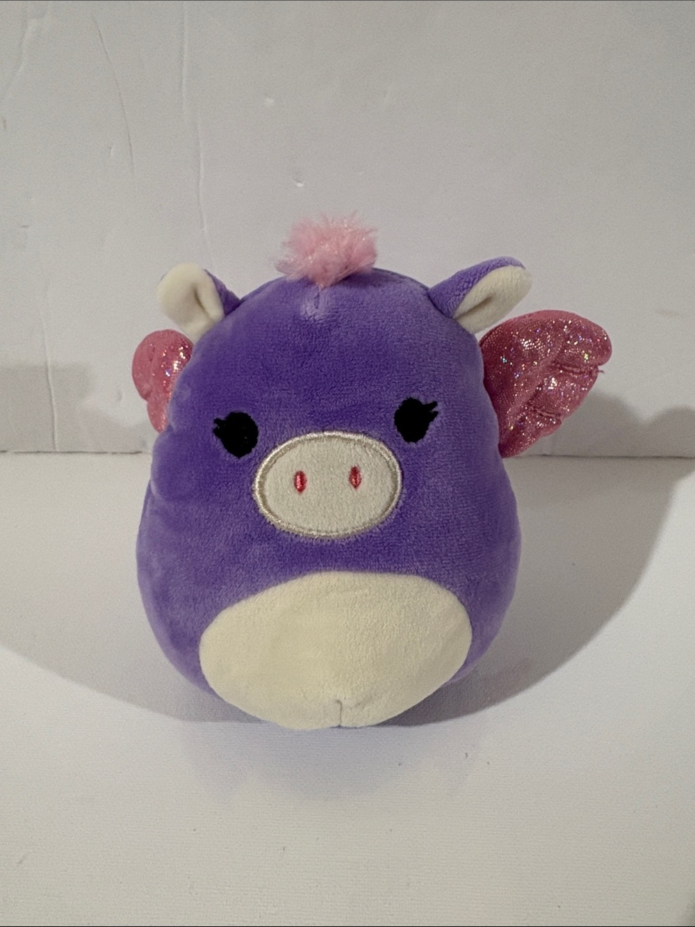 Purple KellyToy Squishmallow Pig with Pink Glitter Wings - Kids Toys
